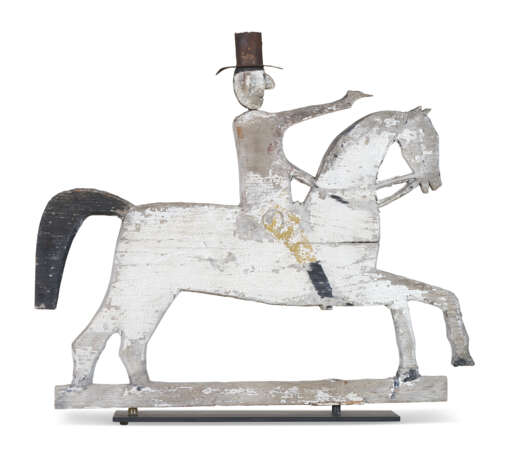 A CARVED AND PAINTED WOOD HORSE AND RIDER WEATHERVANE - Foto 2