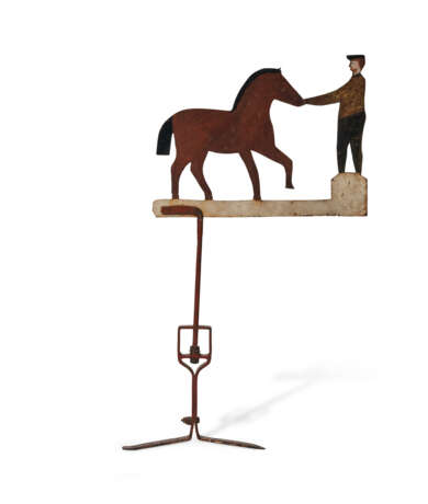 A CAST IRON MAN AND HORSE WEATHERVANE - Foto 1