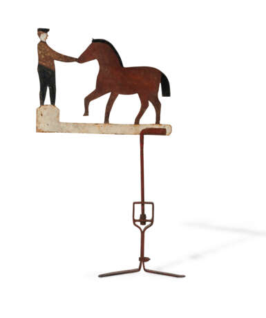 A CAST IRON MAN AND HORSE WEATHERVANE - Foto 2