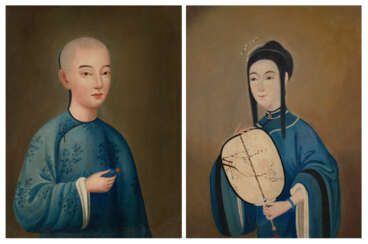 A PAIR OF CHINA TRADE PORTRAITS