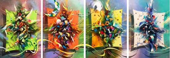  4 шт., Холст на подрамнике, Масляные краски, Абстракционизм, абстракцмонизм, Азербайджан, 2020 г. - фото 1