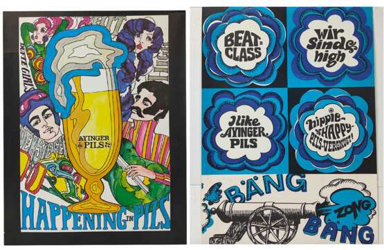 2 Pop Art Poster *Ayinger Pils* 1970er Jahre - photo 1