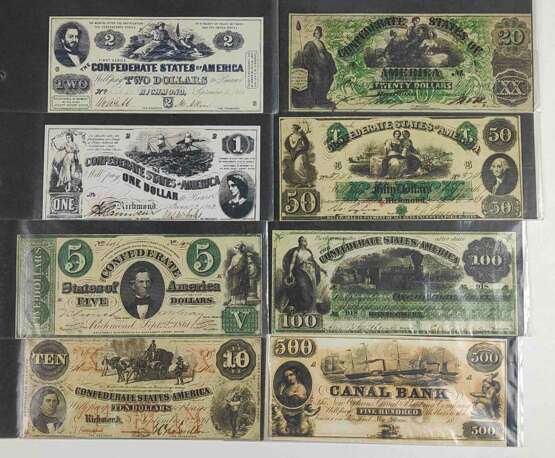 8 Banknoten Kopien USA 1861/62 - Foto 1