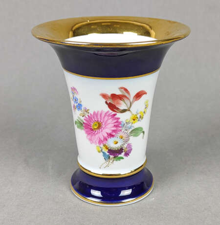 Meissen Kobalt Trichtervase *Blütenbouquet* 19. Jhd. - фото 2