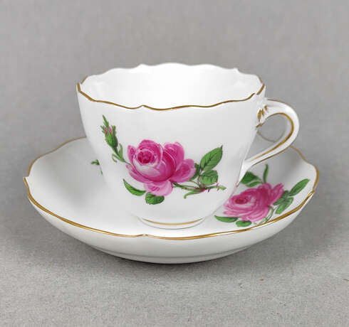 Meissen Mokkagedeck *Rote Rose* - фото 1