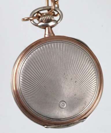 silberne Herren Savonette mit Golddoublé Uhrenkette - фото 3