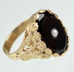 Onyx Ring mit Fluß-Perlchen