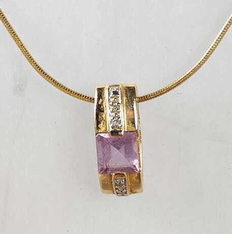 Amethyst Anhänger an Kette - GG 585 - Foto 1