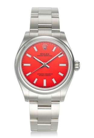 ROLEX, OYSTER PERPETUAL, STEEL, CORAL RED DIAL, REF. 277200 - фото 2