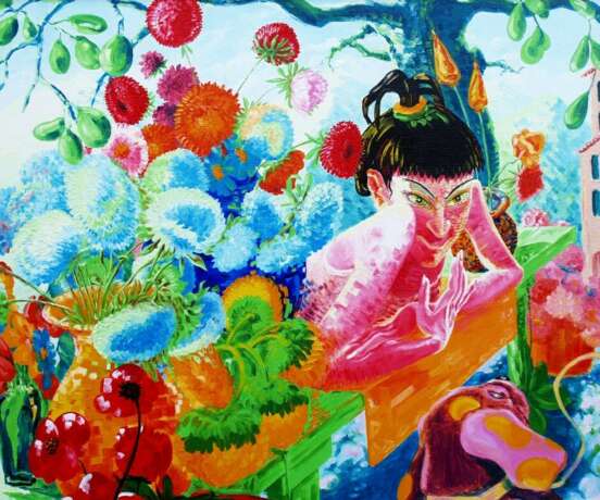Продавщица цветов Toile Peinture à l'huile Néo-expressionnisme Portrait Russie 2005 - photo 1