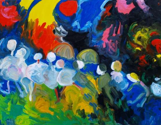 У речки. Прогулка в солнечный день Leinwand Ölfarbe Deutscher Expressionismus Landschaftsmalerei Russland 1997 - Foto 1