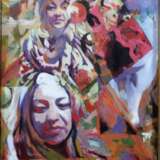 Женщина с гранатом масло на оргалите Акрил на оргалите жанровая живопись и портрет Узбекистан 2021 г. - фото 1