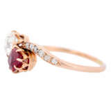 Ring with ruby and old cut diamond ca. 0,7 ct, - Foto 4