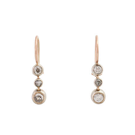 Earrings with old cut diamonds together ca. 0,5 ct, - Foto 2