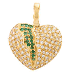 Pendant "Heart" with emeralds and diamonds