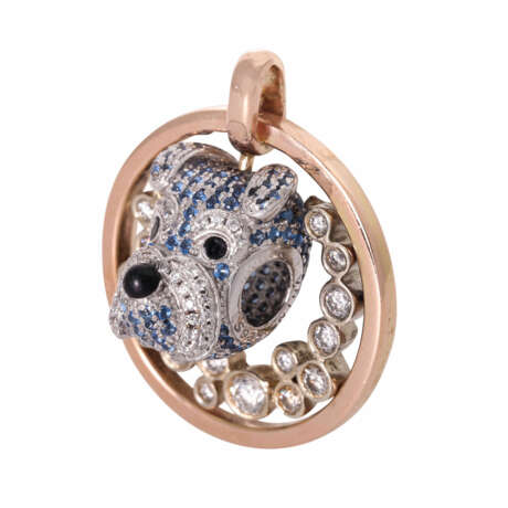 One of a kind pendant with charm "Terrier" surrounded by diamonds, - photo 4