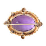 Brooch with amethyst and 4 diamond roses, ca. 0,1 ct, - photo 2
