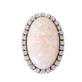 Ring with large opal entouraged by diamonds total ca. 1 ct, - Foto 2