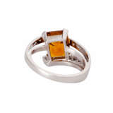 Ring with octagonal citrine and diamonds of total approx. 0.2 ct, - Foto 3