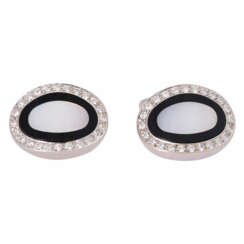 WEMPE cufflinks with mother of pearl, onyx and diamonds,