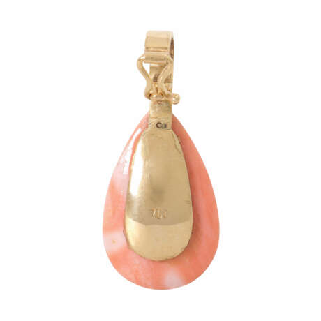 Clip pendant with fine precious coral drop, - photo 2