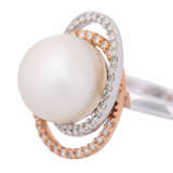 Ring with pearl and octagonal diamonds together ca. 0,5 ct, - Foto 3