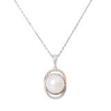 Pendant with pearl and octagonal diamonds together ca. 0,5 ct, - фото 2