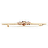 Bar brooch with garnet rose, 2 old-cut diamonds together ca. 0,7 ct, - photo 2