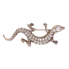 Brooch "Lizard" with diamonds together ca. 1,2 ct,