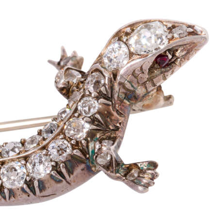 Brooch "Lizard" with diamonds together ca. 1,2 ct, - фото 3