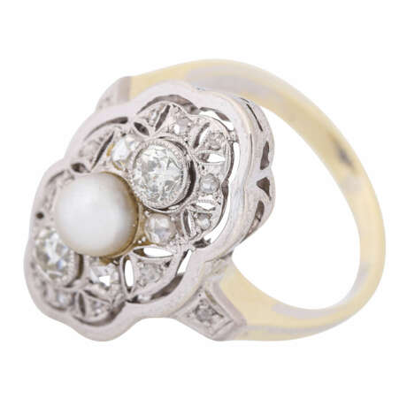 Art Deco ring with pearl and diamonds - photo 3