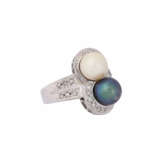 Ring with pearls and octagonal diamonds - photo 1