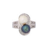 Ring with pearls and octagonal diamonds - Foto 2