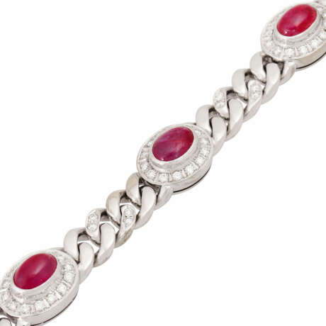 Bracelet with 5 ruby cabochons and diamonds - Foto 4