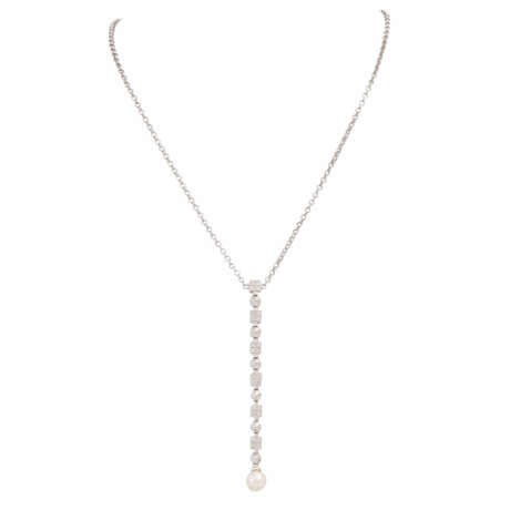 Necklace with pearl and diamonds together ca. 0,45 ct, - photo 1