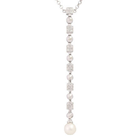 Necklace with pearl and diamonds together ca. 0,45 ct, - photo 2