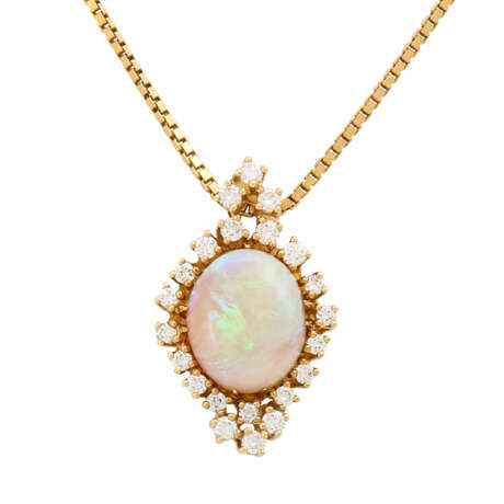 Opal pendant with diamonds total ca. 0,58 ct (hallmarked), - Foto 2