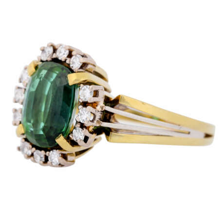 Ring with blue-green tourmaline entouraged by octagonal diamonds - фото 3