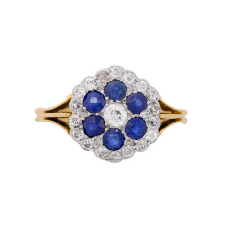 Ring with sapphires and old cut diamonds - photo 2