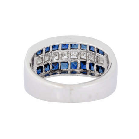 Ring with sapphires and princess diamonds - photo 3