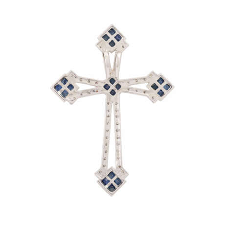 Pendant "Cross" with sapphire charms and diamonds - photo 3