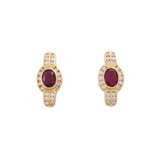 Stud earrings with ruby and diamonds together ca. 0,45 ct, - фото 1