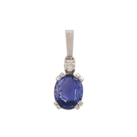 Pendant with fine tanzanite ca. 1 ct and diamond ca. 0,1 ct, - photo 1