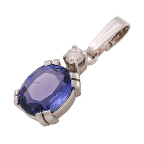 Pendant with fine tanzanite ca. 1 ct and diamond ca. 0,1 ct, - photo 2