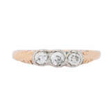 Art nouveau style ring with 3 old cut diamonds - фото 2