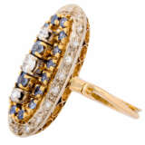 Ring with sapphires and diamonds total ca. 0,3 ct, - Foto 3