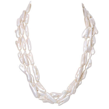 Necklace made of 3 rows of freshwater pearls, - фото 1