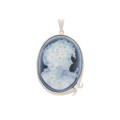 Pendant with agate cameo and diamond ca. 0,06 ct, - Foto 1