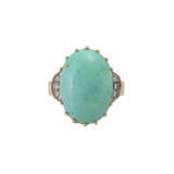 Ring with oval turquoise flanked by 6 octagonal diamonds, - Foto 2