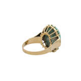 Ring with oval turquoise flanked by 6 octagonal diamonds, - photo 3